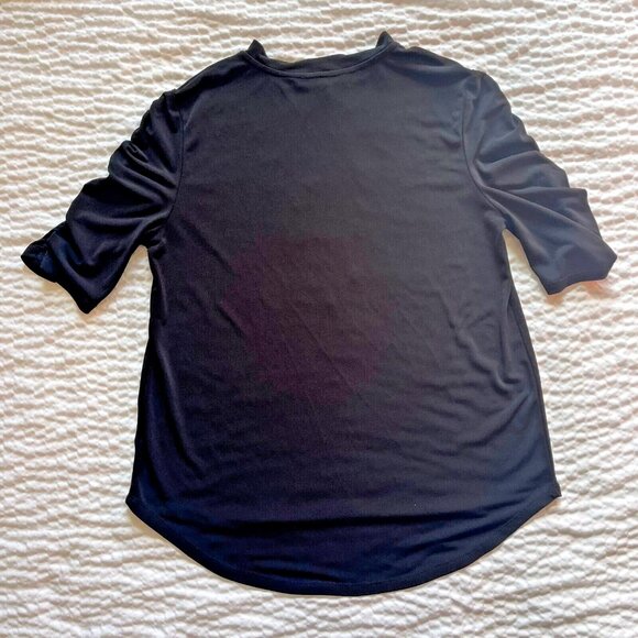 Vintage Women's Black Top Lace cutout Neck Blouse Casual Shirt Tshirt Tee Size M - Picture 7 of 12